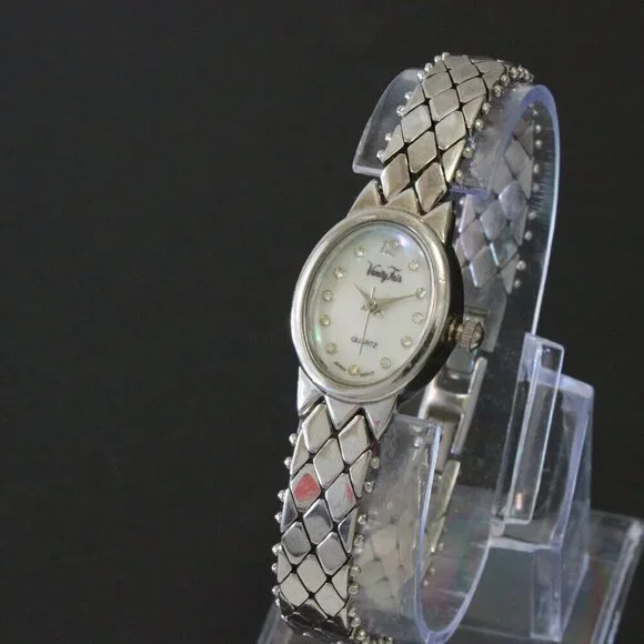 Vintage Ladies Vanity Fair Quartz Watch Mother Of Pearl Dial Stainless Bracelet